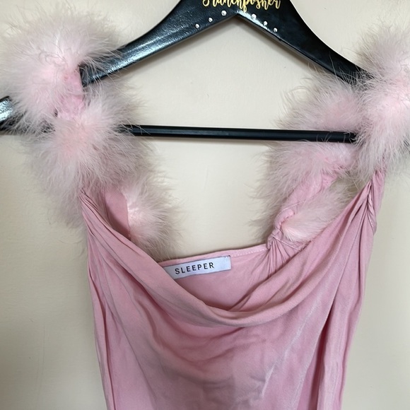 Sleeper Pink voulez vous dancer feather slip dress - Picture 3 of 9